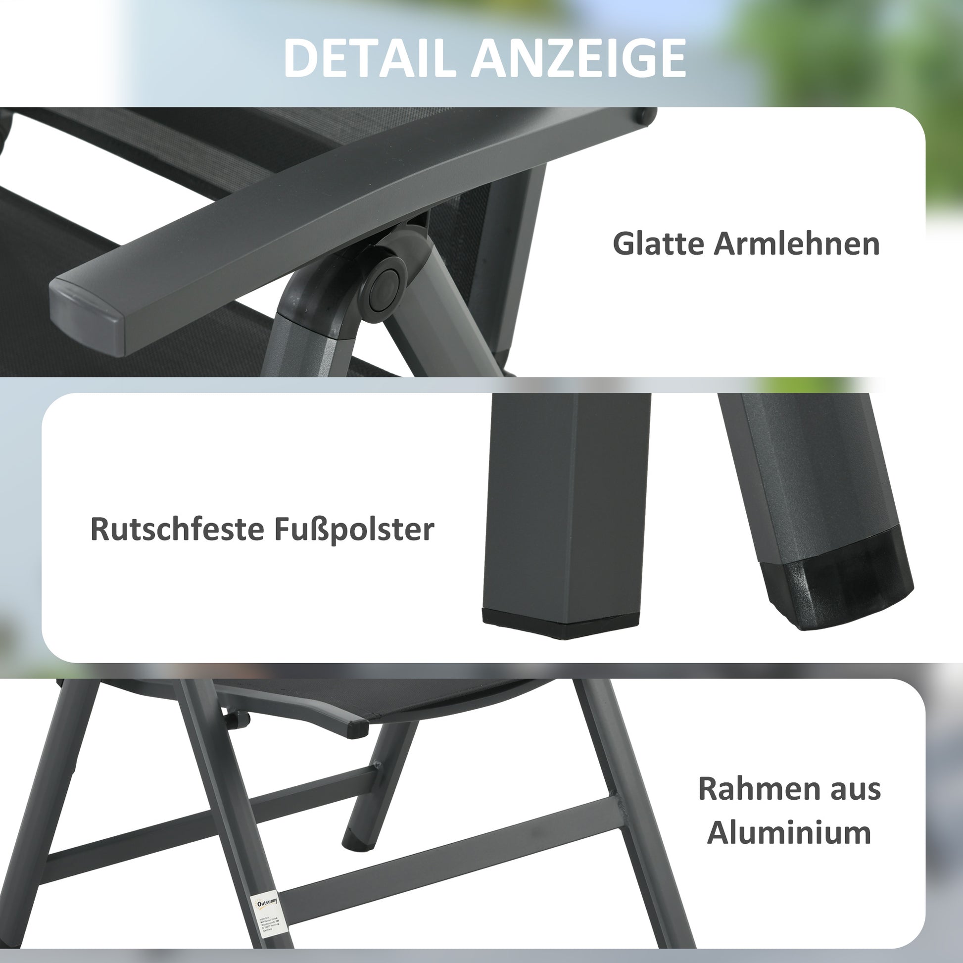 5 pcs Garden Furniture Set, Seating Set including 1 Dining Table, 4 Folding Chairs, Balcony Furniture Set, Garden Set for Balcony, Patio, Mesh, Black