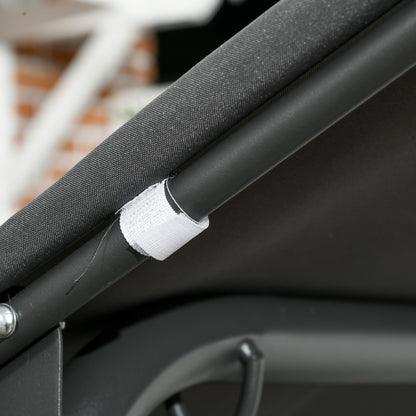 Three-Seater Outdoor Garden Swing with Adjustable Canopy PE Rattan Seat and Armrests for Balcony Terrace Patio Load 240 kg 167x112x153 cm Gray