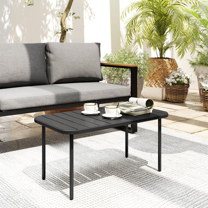 Rectangular Steel Side Table — Weatherproof Outdoor Coffee/Side Table for Balcony, Garden, Patio & Living Room, 90 x 50 x 43 cm (35.4 x 19.7 x 16.9 in), Black