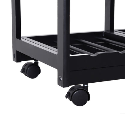 Mobile Kitchen Trolley with Wheels Vegetable Trolley Kitchen Cart with 2 Drawers 2 Baskets and 2 Shelves for Dining Room 74x37x76 cm Black