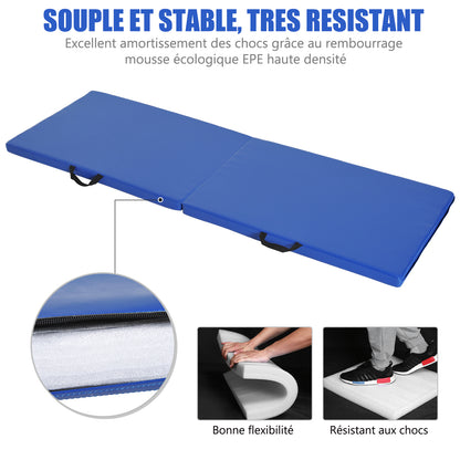 Gymnastics Yoga Pilates Fitness Folding Portable Mat Comfortable 180L x 60W x 5H cm Synthetic Coating Blue