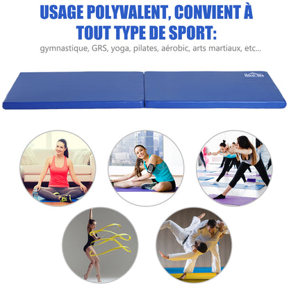 Gymnastics Yoga Pilates Fitness Folding Portable Mat Comfortable 180L x 60W x 5H cm Synthetic Coating Blue
