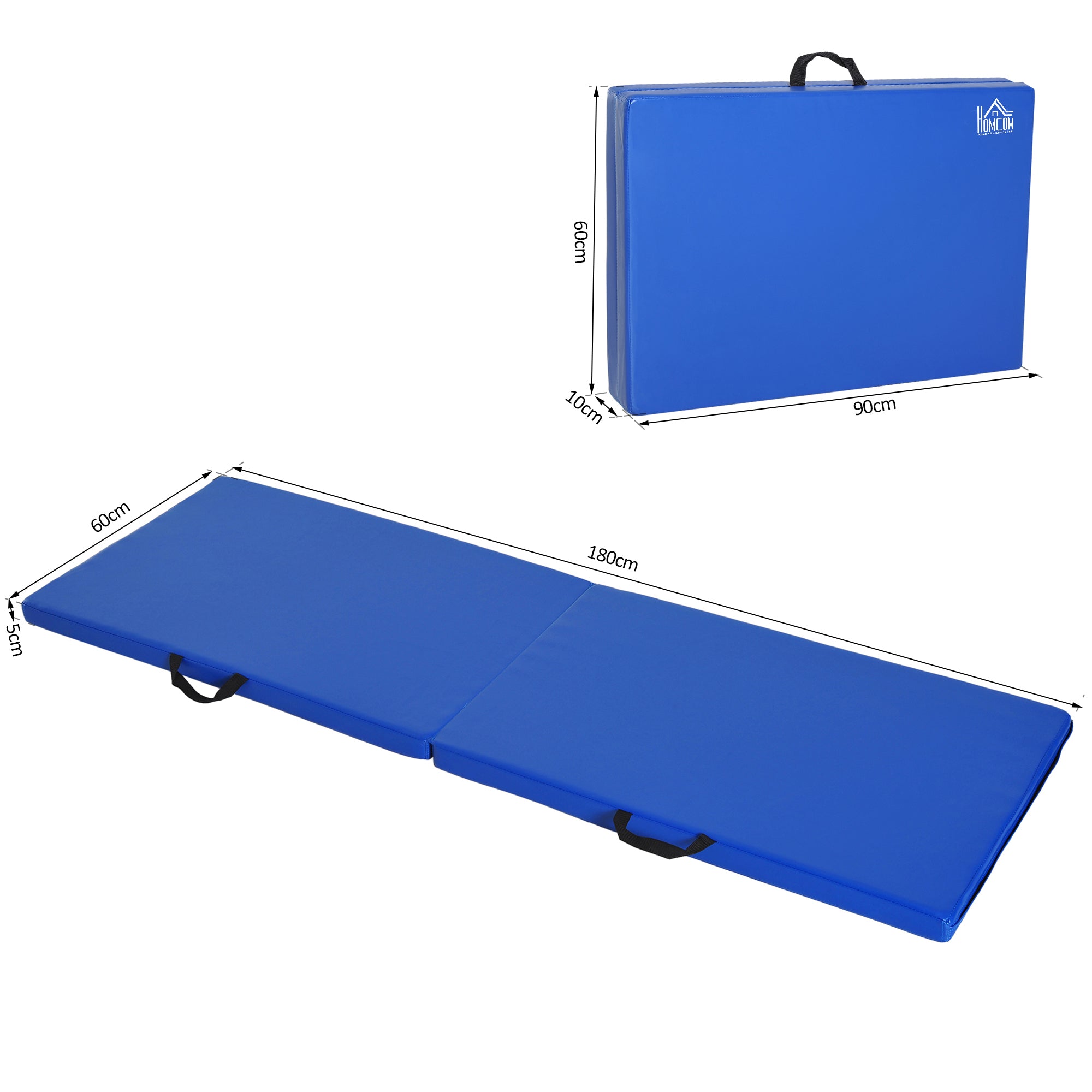 Gymnastics Yoga Pilates Fitness Folding Portable Mat Comfortable 180L x 60W x 5H cm Synthetic Coating Blue