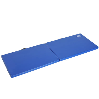 Gymnastics Yoga Pilates Fitness Folding Portable Mat Comfortable 180L x 60W x 5H cm Synthetic Coating Blue