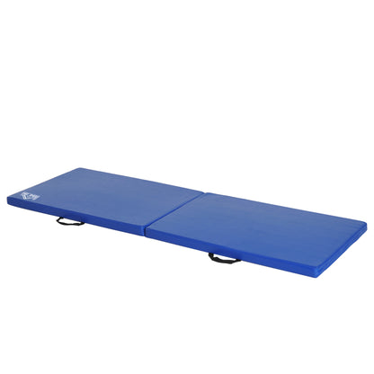 Gymnastics Yoga Pilates Fitness Folding Portable Mat Comfortable 180L x 60W x 5H cm Synthetic Coating Blue