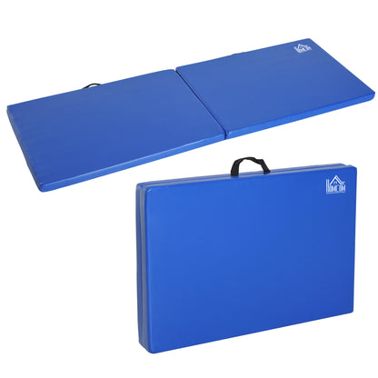 Gymnastics Yoga Pilates Fitness Folding Portable Mat Comfortable 180L x 60W x 5H cm Synthetic Coating Blue