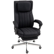 Office Chair Ergonomic Desk Chair Adjustable Height Reclining Backrest Armrests Footrest and Headrest Swivel Office Chair with Wheels 65x61x105-113cm Black