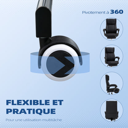 Office Chair Ergonomic Desk Chair Adjustable Height Reclining Backrest Armrests Footrest and Headrest Swivel Office Chair with Wheels 65x61x105-113cm Black