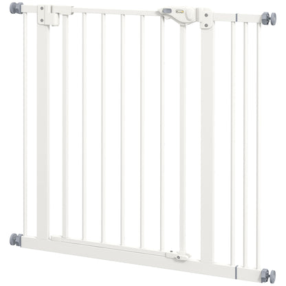 Door Guard Gate Stair Guard Gate with 7 cm Extension Door Gate without Drilling Stair Gate for Widths 74-87 cm Double-Sided Swivel Metal White