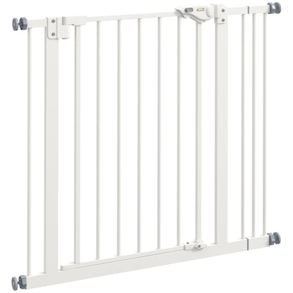 Door Guard Gate Stair Guard Gate with 7 cm Extension Door Gate without Drilling Stair Gate for Widths 74-87 cm Double-Sided Swivel Metal White