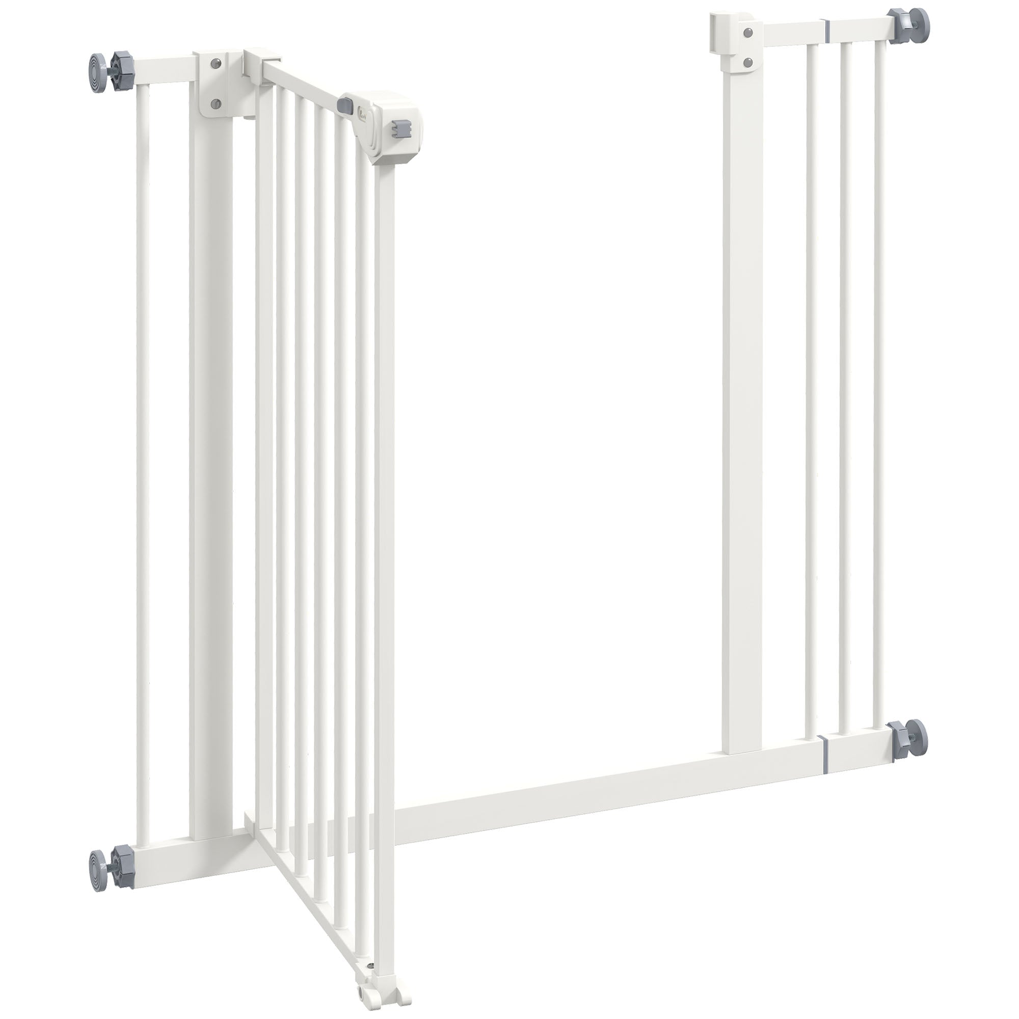 Door Guard Gate Stair Guard Gate with 7 cm Extension Door Gate without Drilling Stair Gate for Widths 74-87 cm Double-Sided Swivel Metal White