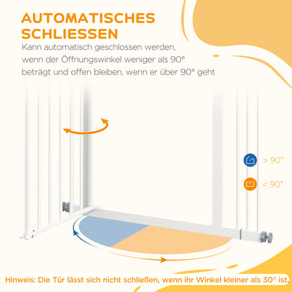 Door Guard Gate Stair Guard Gate with 7 cm Extension Door Gate without Drilling Stair Gate for Widths 74-87 cm Double-Sided Swivel Metal White