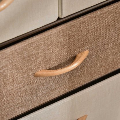 Chest of Drawers, Sideboard with 5 Foldable Fabric Drawers, Handle, Storage Cabinet with Anti-tipping device for Living Room, Bedroom, Brown