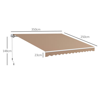 Manual Retractable Awning 137.8" x 98.4" Awning for Balcony with Metal Crank Waterproof and Anti-UV Exterior Roll-Up Awning for Garden Terrace Windows Brown