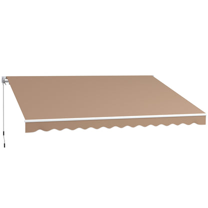 Manual Retractable Awning 137.8" x 98.4" Awning for Balcony with Metal Crank Waterproof and Anti-UV Exterior Roll-Up Awning for Garden Terrace Windows Brown