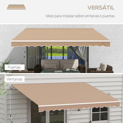 Manual Retractable Awning 137.8" x 98.4" Awning for Balcony with Metal Crank Waterproof and Anti-UV Exterior Roll-Up Awning for Garden Terrace Windows Brown