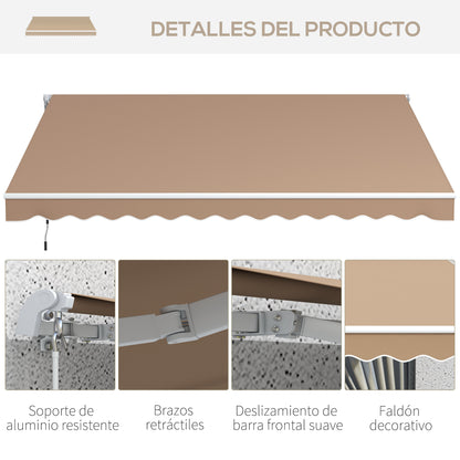 Manual Retractable Awning 137.8" x 98.4" Awning for Balcony with Metal Crank Waterproof and Anti-UV Exterior Roll-Up Awning for Garden Terrace Windows Brown