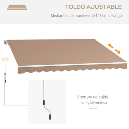 Manual Retractable Awning 137.8" x 98.4" Awning for Balcony with Metal Crank Waterproof and Anti-UV Exterior Roll-Up Awning for Garden Terrace Windows Brown