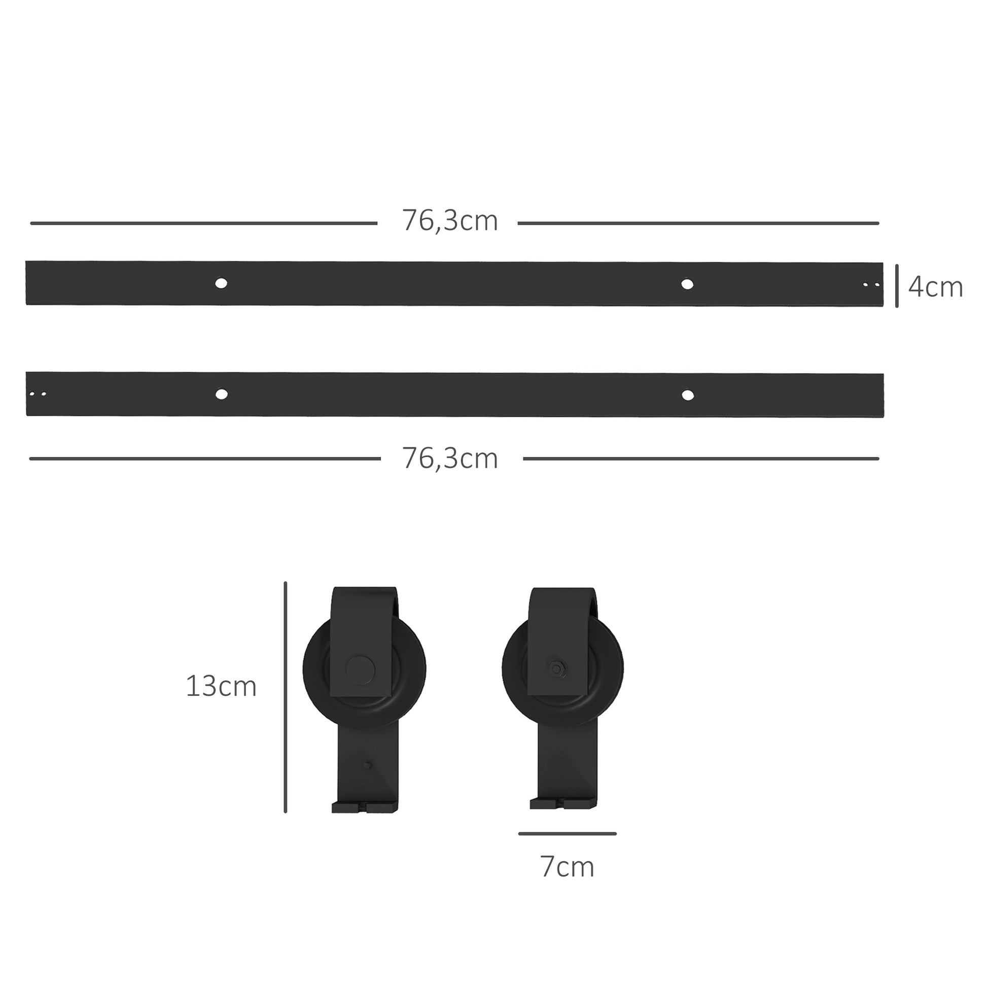 152.5CM Sliding Barn Door Hardware Folding Closet Door Track Kit Steel Foldable Barn Door System for 2 Doors with J-Shaped Hanger - Black