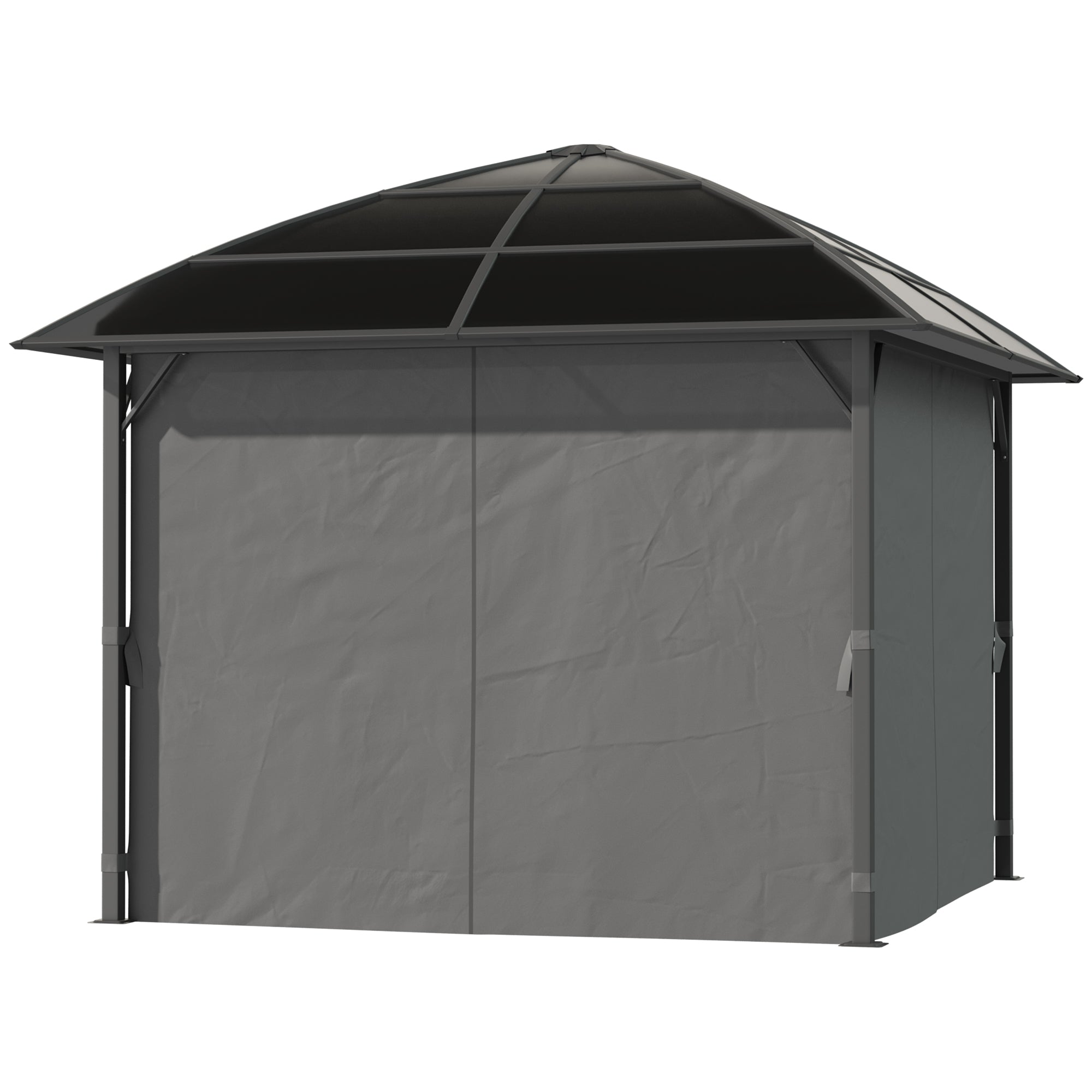 Garden Gazebo Garden Pavilion 3 x 3 m Aluminum Structure Polycarbonate Roof Waterproof UV 60+ with Dark Grey Side Walls