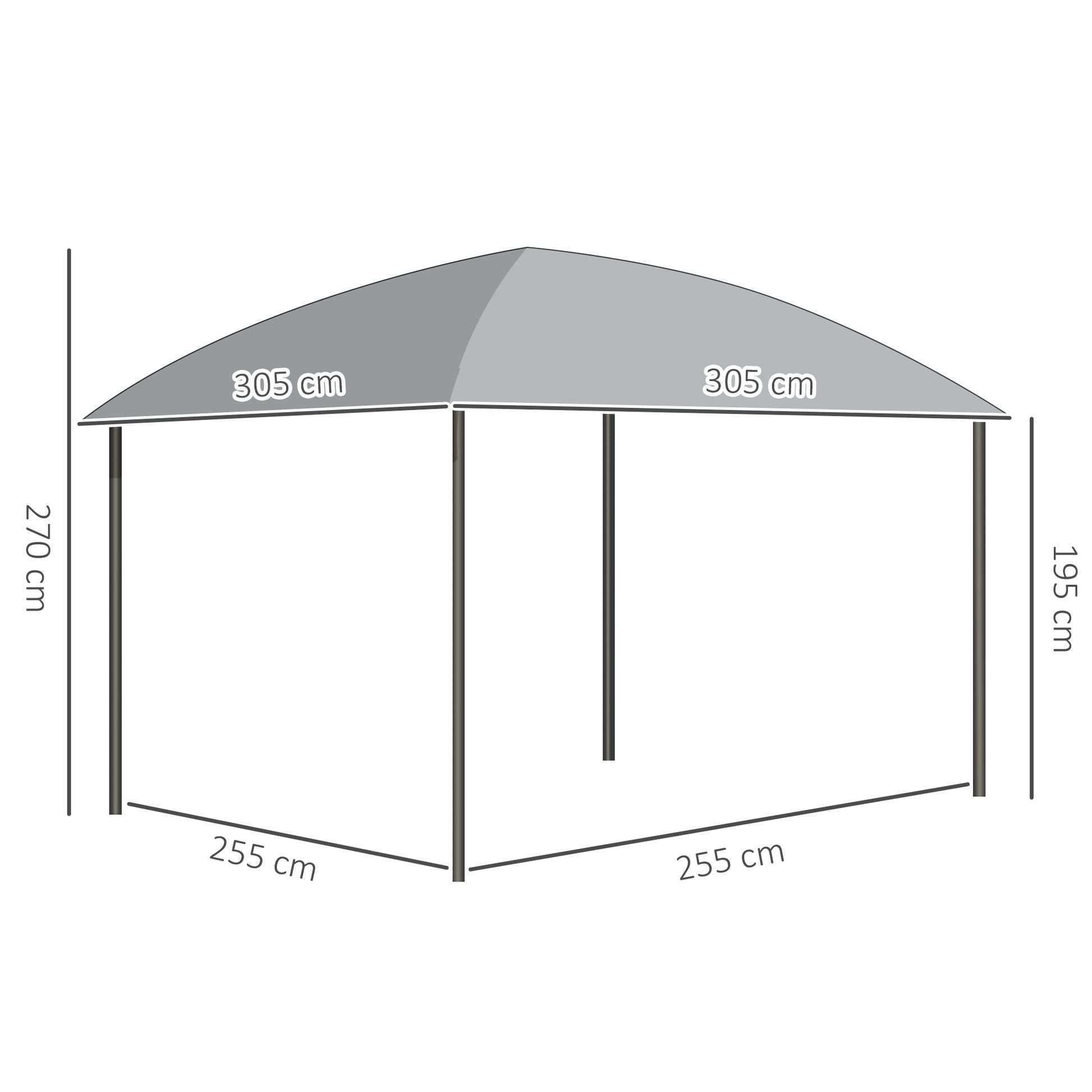 Garden Gazebo Garden Pavilion 3 x 3 m Aluminum Structure Polycarbonate Roof Waterproof UV 60+ with Dark Grey Side Walls