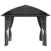 Garden Gazebo Garden Pavilion 3 x 3 m Aluminum Structure Polycarbonate Roof Waterproof UV 60+ with Dark Grey Side Walls
