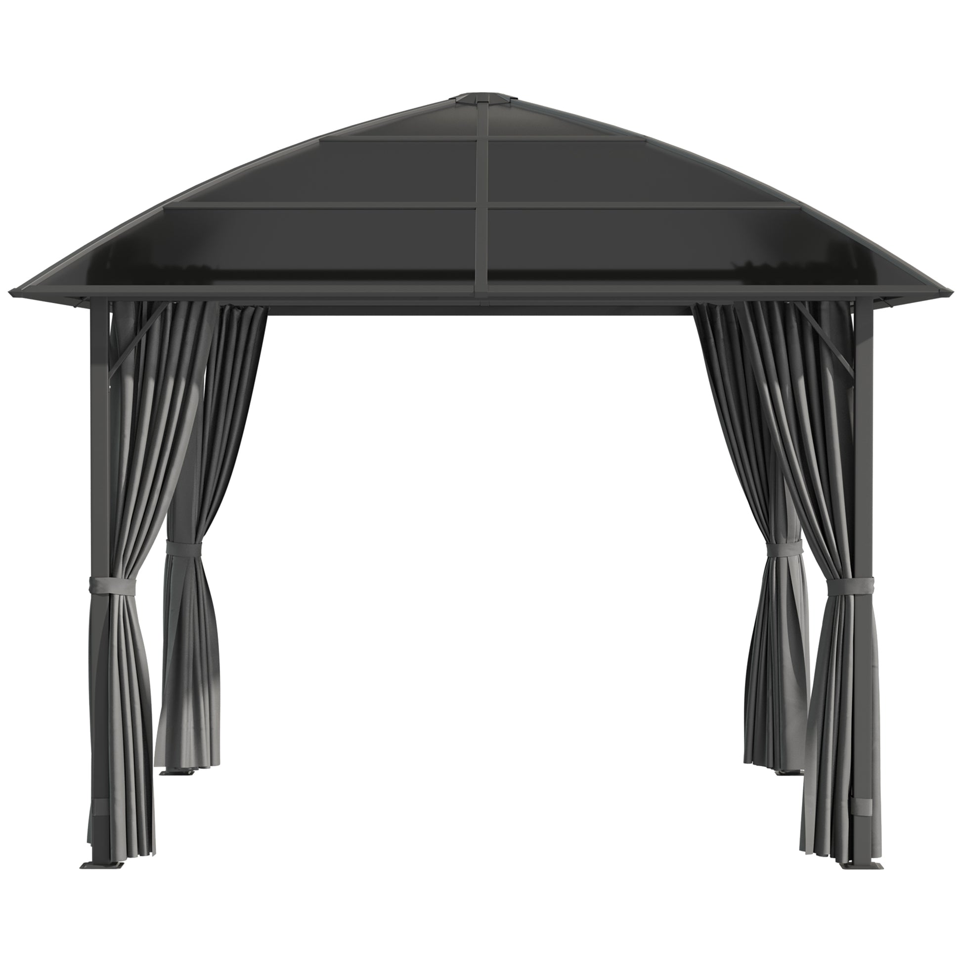 Garden Gazebo Garden Pavilion 3 x 3 m Aluminum Structure Polycarbonate Roof Waterproof UV 60+ with Dark Grey Side Walls