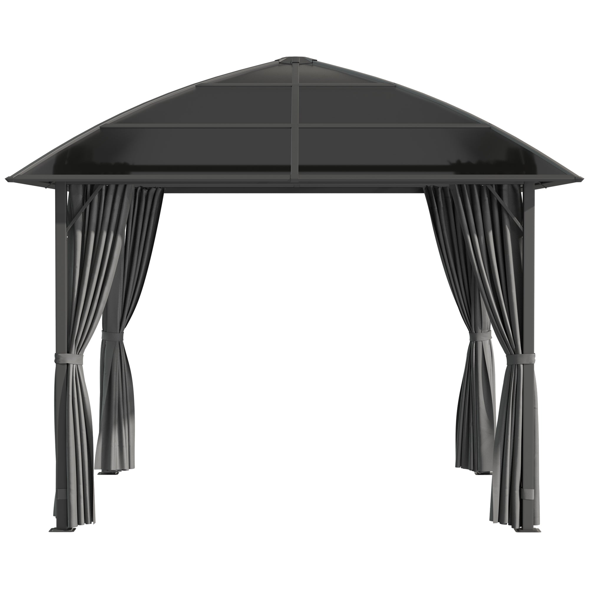 Garden Gazebo Garden Pavilion 3 x 3 m Aluminum Structure Polycarbonate Roof Waterproof UV 60+ with Dark Grey Side Walls