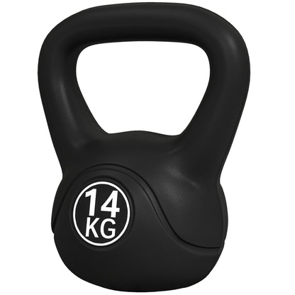 14 kg Kettlebell Fitness Russian Weight Filled with Sand Wide Anti-Slip Handle for Home and Gym Exercise 26x18x32 cm Black