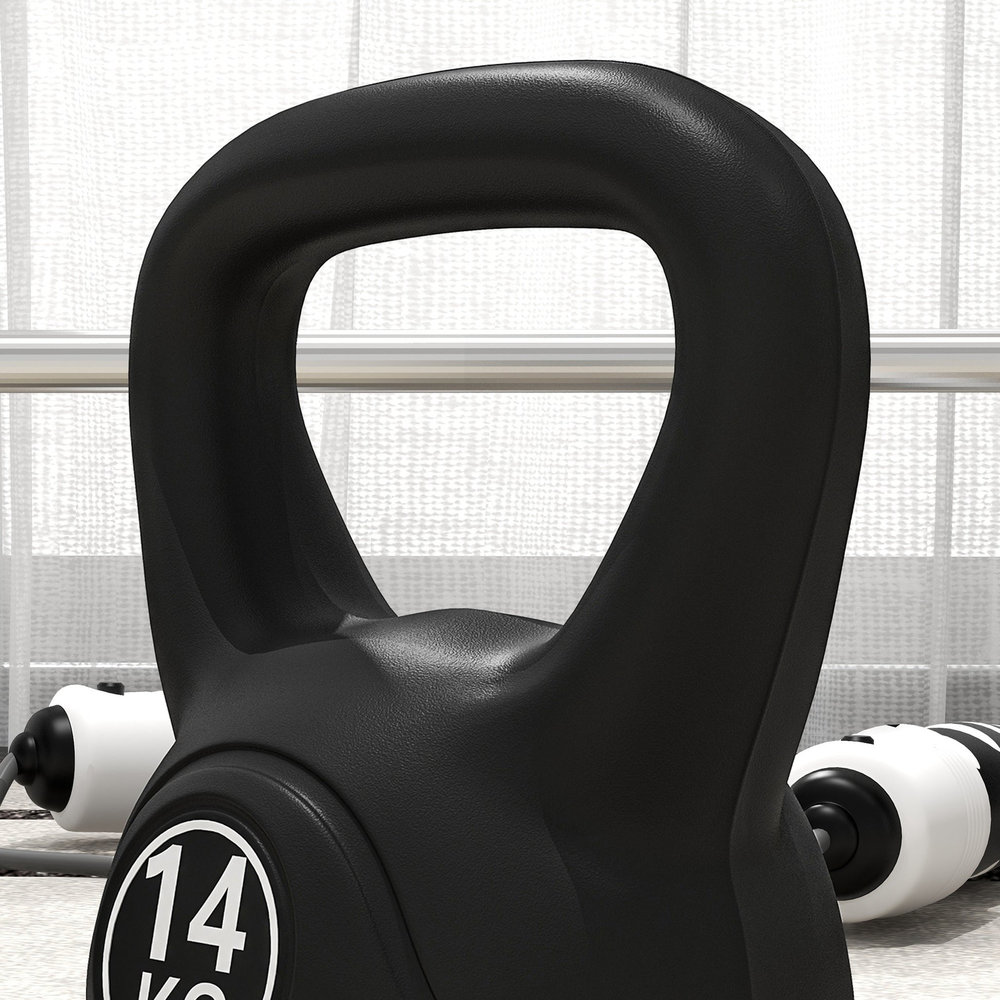 14 kg Kettlebell Fitness Russian Weight Filled with Sand Wide Anti-Slip Handle for Home and Gym Exercise 26x18x32 cm Black