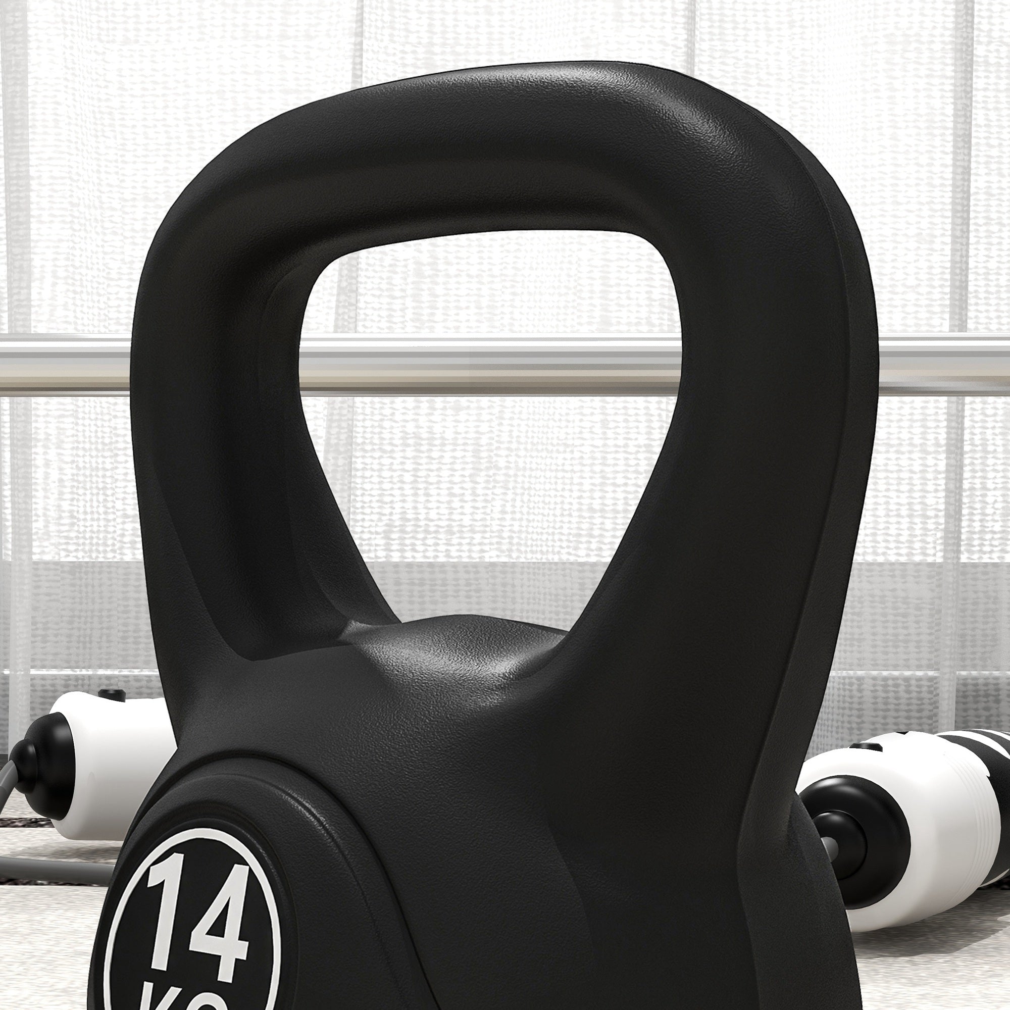 14 kg Kettlebell Fitness Russian Weight Filled with Sand Wide Anti-Slip Handle for Home and Gym Exercise 26x18x32 cm Black