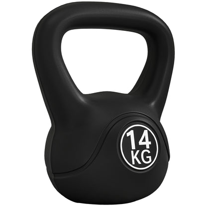 14 kg Kettlebell Fitness Russian Weight Filled with Sand Wide Anti-Slip Handle for Home and Gym Exercise 26x18x32 cm Black
