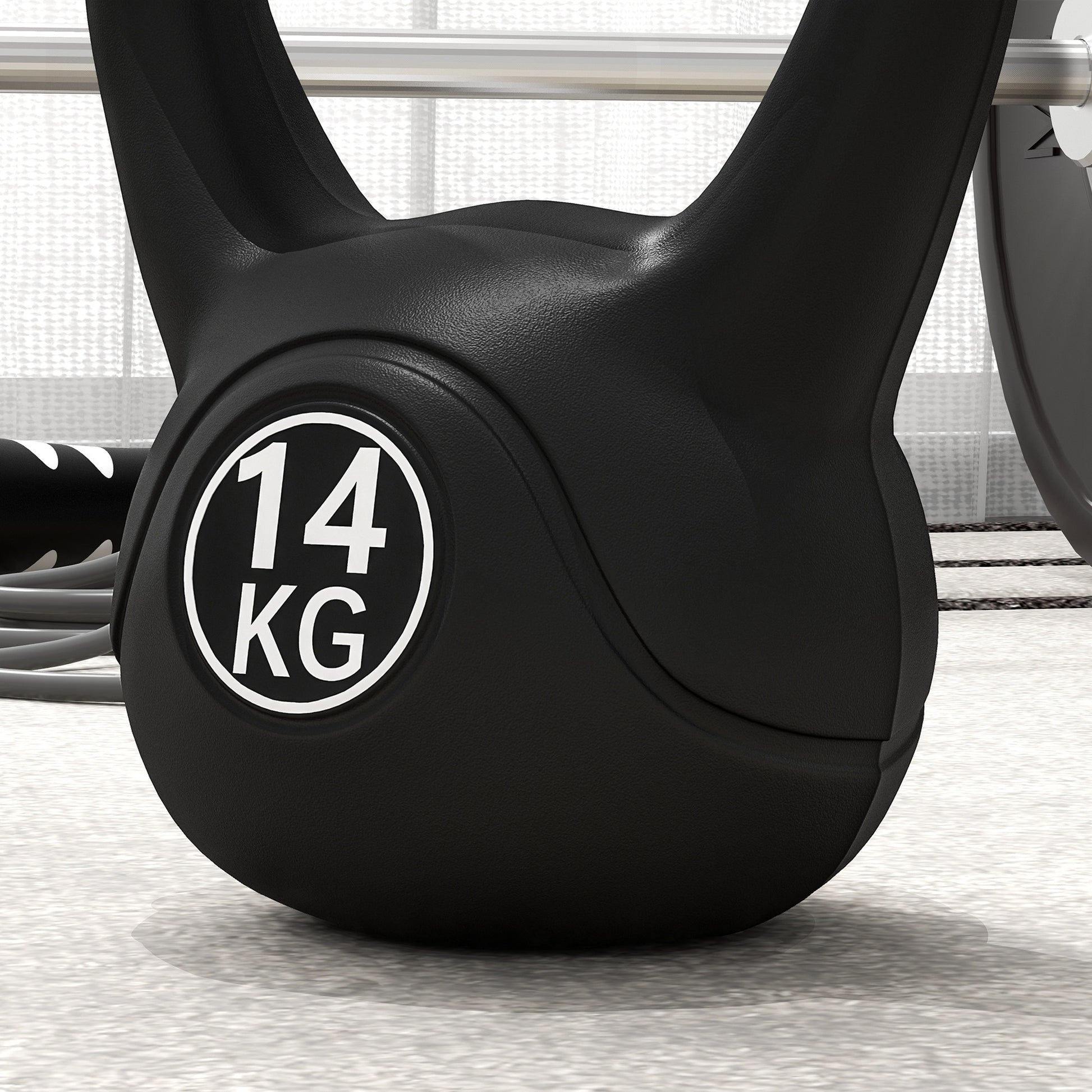 14 kg Kettlebell Fitness Russian Weight Filled with Sand Wide Anti-Slip Handle for Home and Gym Exercise 26x18x32 cm Black