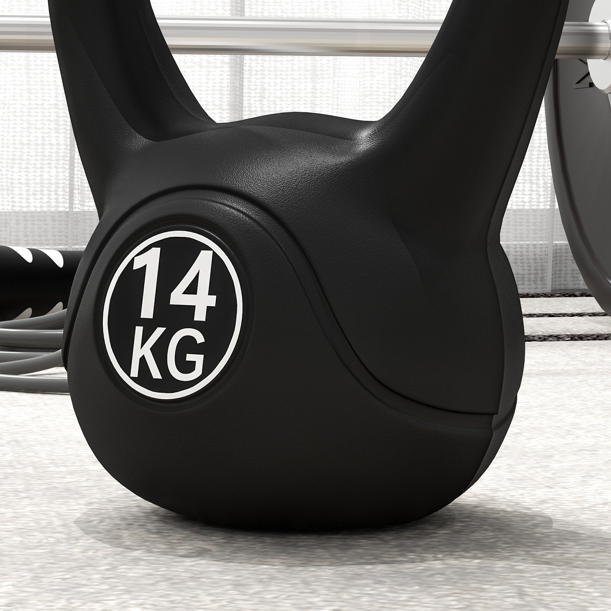 14 kg Kettlebell Fitness Russian Weight Filled with Sand Wide Anti-Slip Handle for Home and Gym Exercise 26x18x32 cm Black