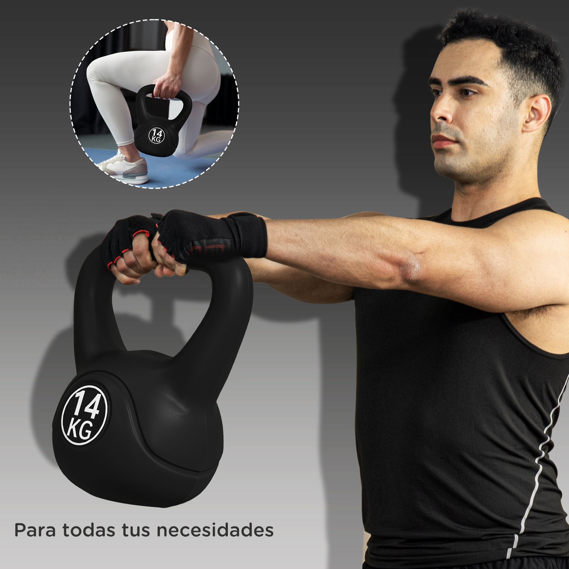 14 kg Kettlebell Fitness Russian Weight Filled with Sand Wide Anti-Slip Handle for Home and Gym Exercise 26x18x32 cm Black
