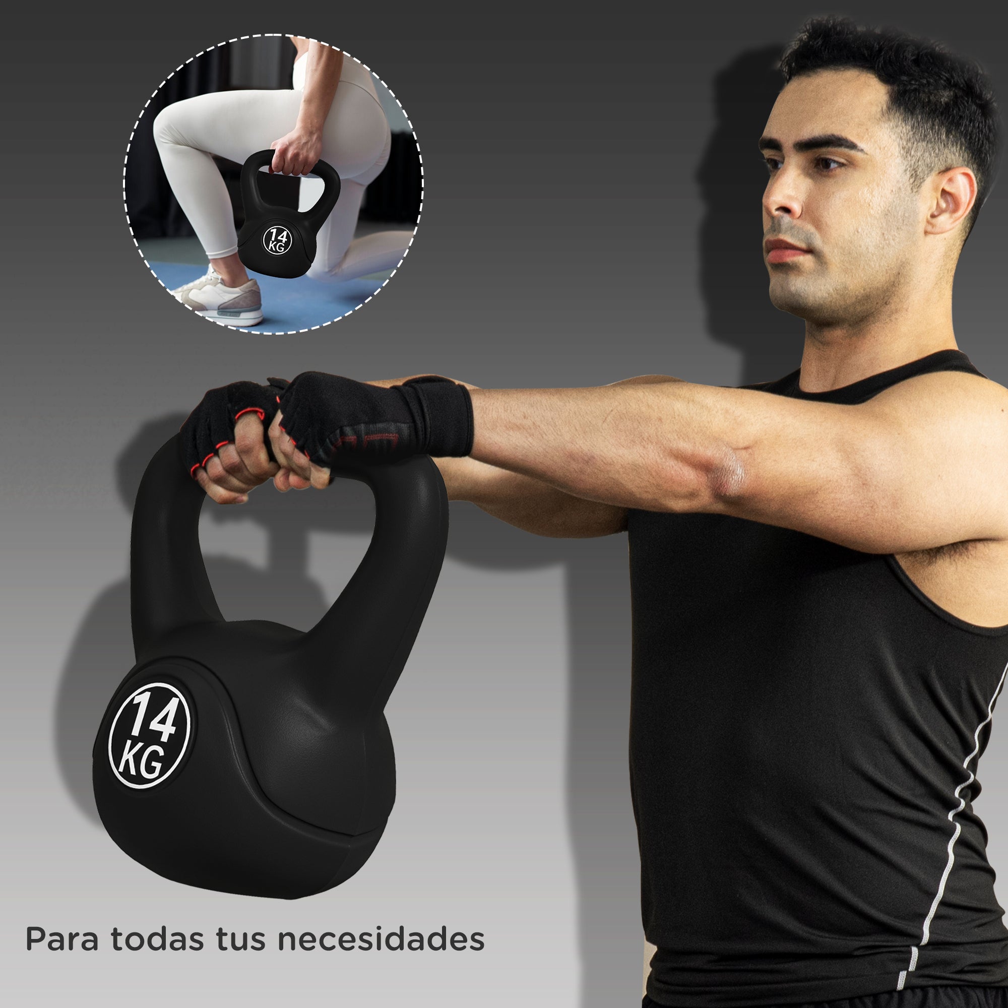 14 kg Kettlebell Fitness Russian Weight Filled with Sand Wide Anti-Slip Handle for Home and Gym Exercise 26x18x32 cm Black