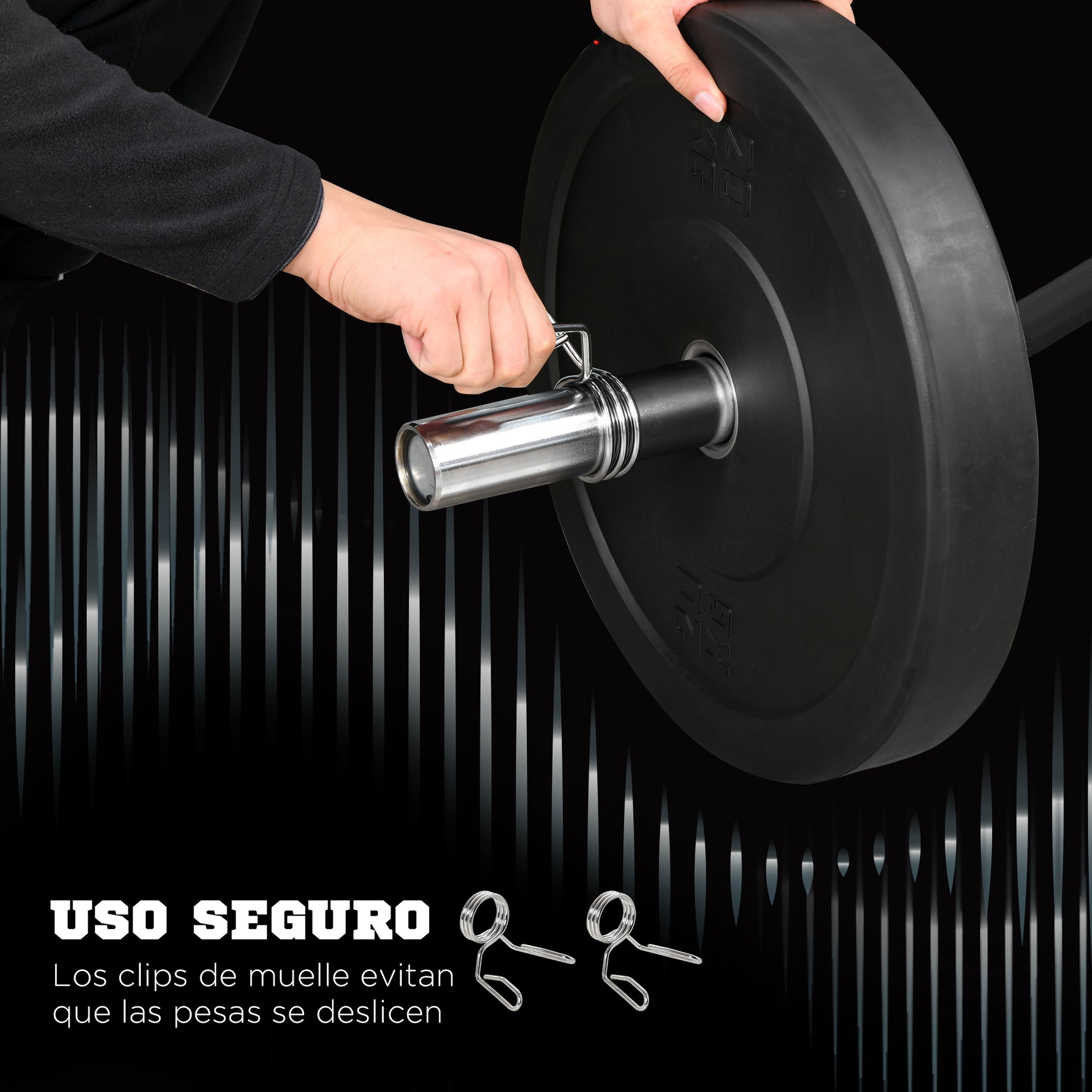 SPORTNOW 120 cm 8 kg Steel Weight Bar EZ Curl Bar Ø50 mm with 2 Clips Load 100 kg Olympic Bar for 5 cm Discs Gym Home Workout Black and Silver