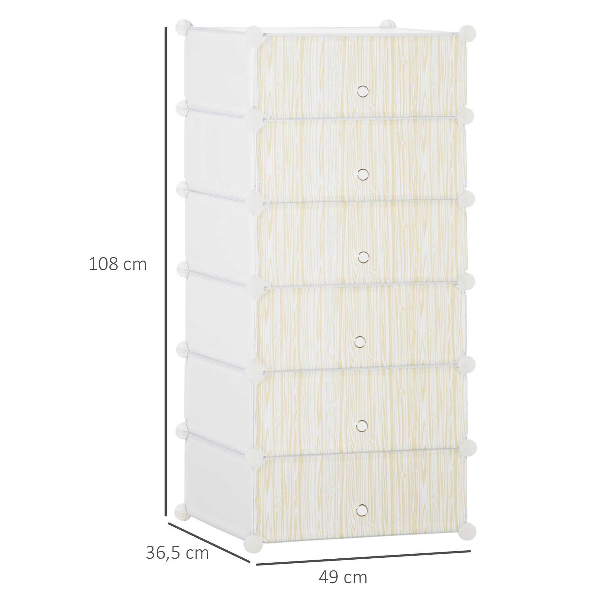 Plastic Shoe Rack Storage Shelf for 6 Pairs of Shoes Shoe Box for Hallway DIY Stackable Shelving Shoe Storage White 49 x 36.5 x 108 cm