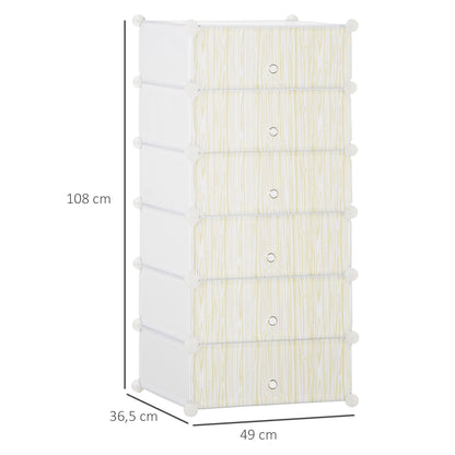 Plastic Shoe Rack Storage Shelf for 6 Pairs of Shoes Shoe Box for Hallway DIY Stackable Shelving Shoe Storage White 49 x 36.5 x 108 cm