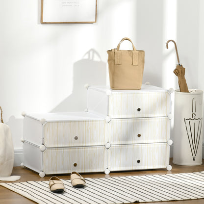 Plastic Shoe Rack Storage Shelf for 6 Pairs of Shoes Shoe Box for Hallway DIY Stackable Shelving Shoe Storage White 49 x 36.5 x 108 cm