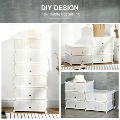 Plastic Shoe Rack Storage Shelf for 6 Pairs of Shoes Shoe Box for Hallway DIY Stackable Shelving Shoe Storage White 49 x 36.5 x 108 cm