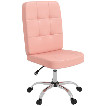 Armless Office Chair Swivel Desk Chair with Height Adjustable Modern Style Load 120 kg 45x59x90-100 cm Pink