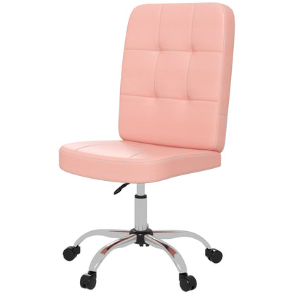 Armless Office Chair Swivel Desk Chair with Height Adjustable Modern Style Load 120 kg 45x59x90-100 cm Pink