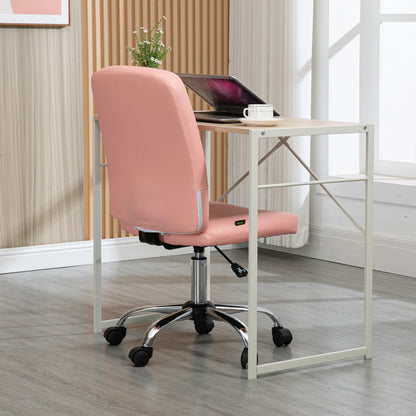Armless Office Chair Swivel Desk Chair with Height Adjustable Modern Style Load 120 kg 45x59x90-100 cm Pink