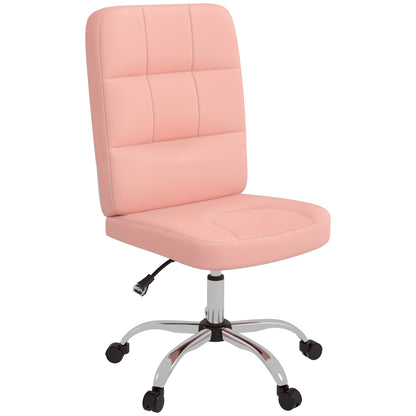 Armless Office Chair Swivel Desk Chair with Height Adjustable Modern Style Load 120 kg 45x59x90-100 cm Pink