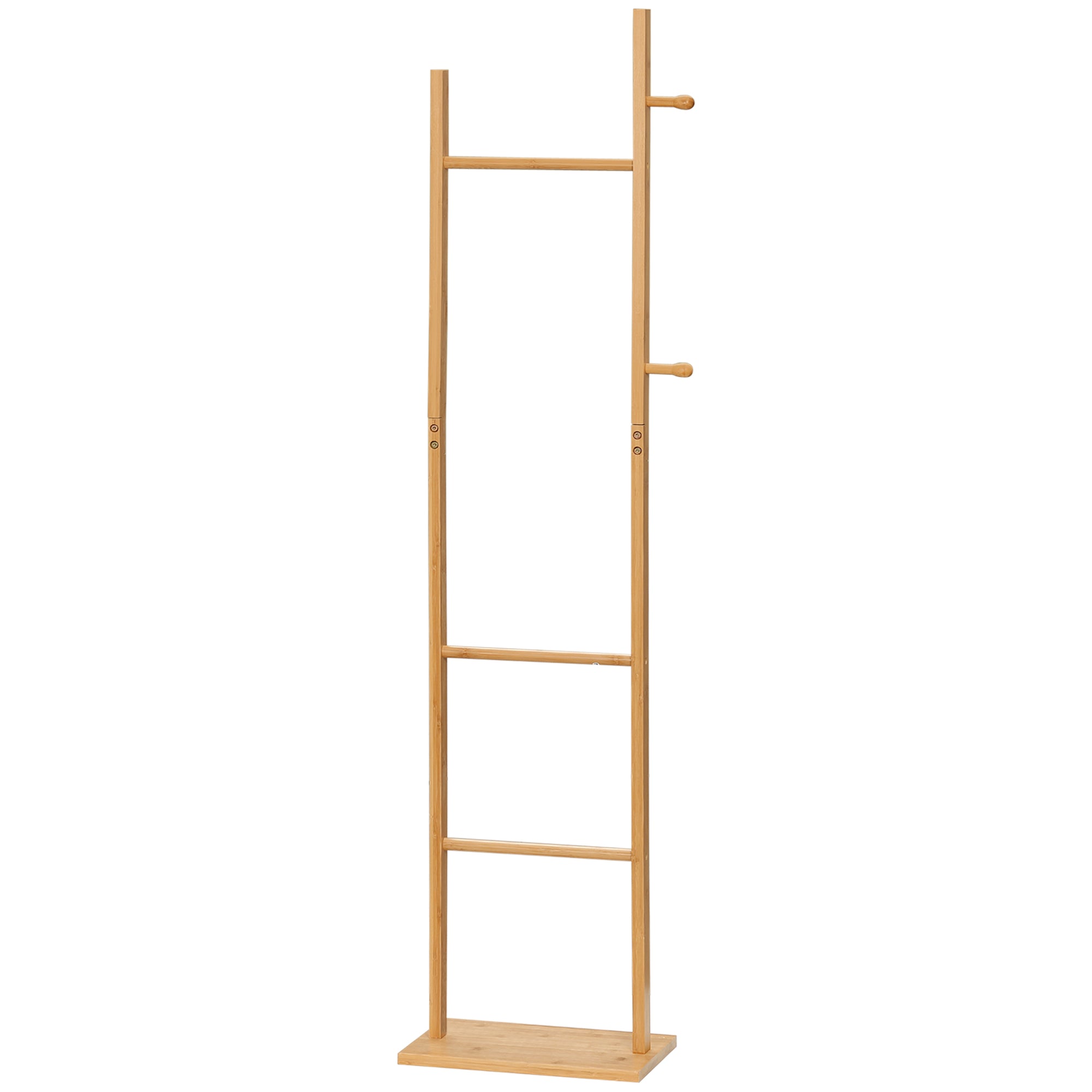 Coat Stand, Clothes Rail with 2 Hooks, 3 Bars, Rack for Hats, Clothing, for Entryway, Hallway, 36 x 24 x 168 cm, Bamboo, Natural