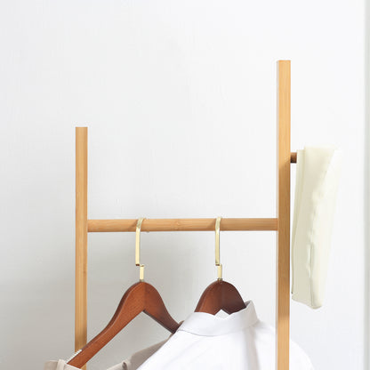 Coat Stand, Clothes Rail with 2 Hooks, 3 Bars, Rack for Hats, Clothing, for Entryway, Hallway, 36 x 24 x 168 cm, Bamboo, Natural