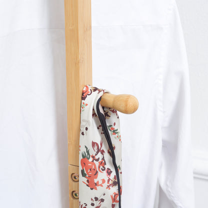 Coat Stand, Clothes Rail with 2 Hooks, 3 Bars, Rack for Hats, Clothing, for Entryway, Hallway, 36 x 24 x 168 cm, Bamboo, Natural