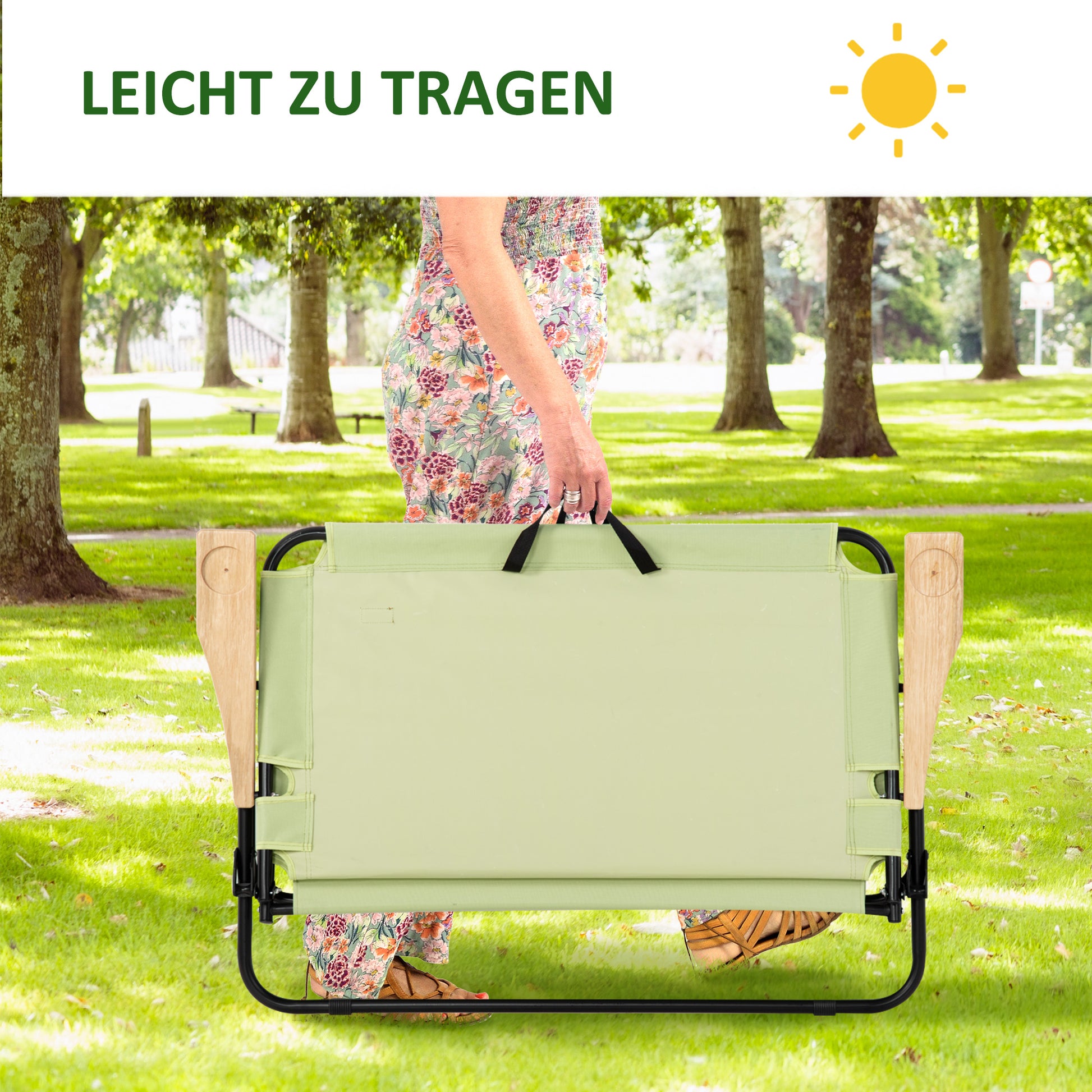 Folding Chair 2-Seater Foldable Camping Chair with Armrests Drink Holder Outdoor Foldable Chair up to 160 kg Load Capacity Sturdy Fishing Chair Garden Chair for Garden Camping Beach