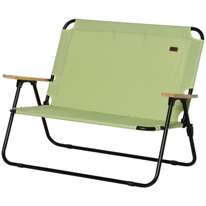 Folding Chair 2-Seater Foldable Camping Chair with Armrests Drink Holder Outdoor Foldable Chair up to 160 kg Load Capacity Sturdy Fishing Chair Garden Chair for Garden Camping Beach